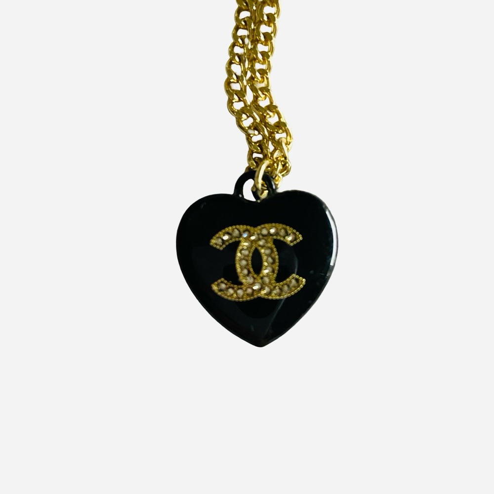 CHANEL Black Heart CC Pendant